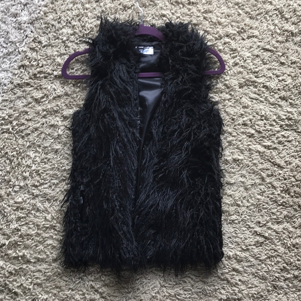 Black Furry Vest
